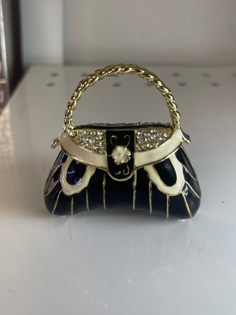 Elegant Black and Gold Women's Evening Handbag jewelry holder